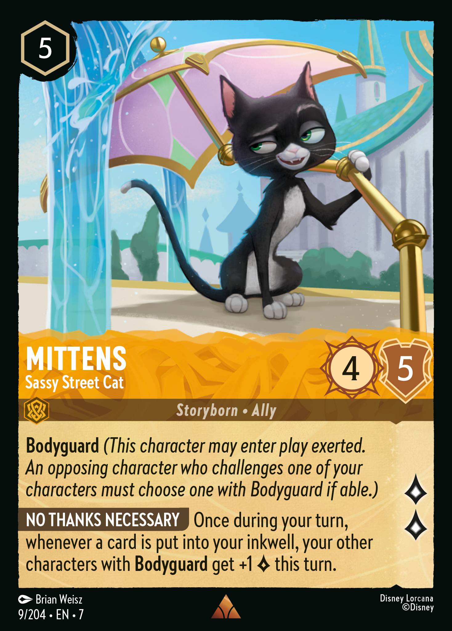 Mittens - Sassy Street Cat - Rare Lorcana Card